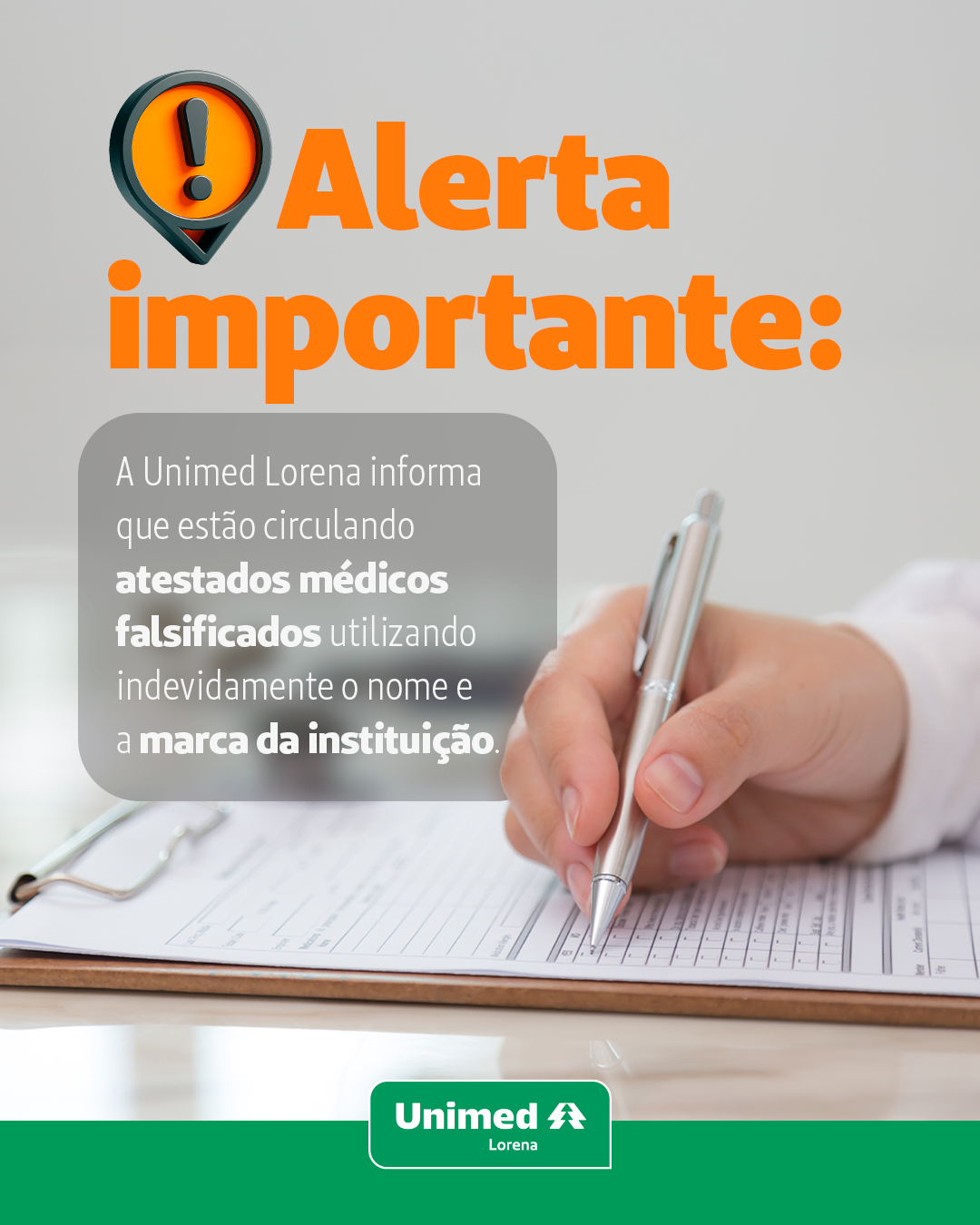 Unimed Lorena alerta sobre falsificação de atestados médicos